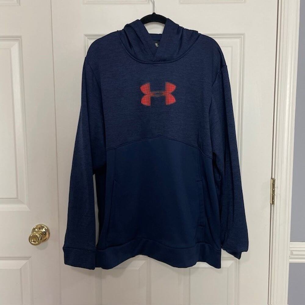Under Armour Navy Hoodie XL Active Fleece Pullover Sweatshirt Wicking Workout